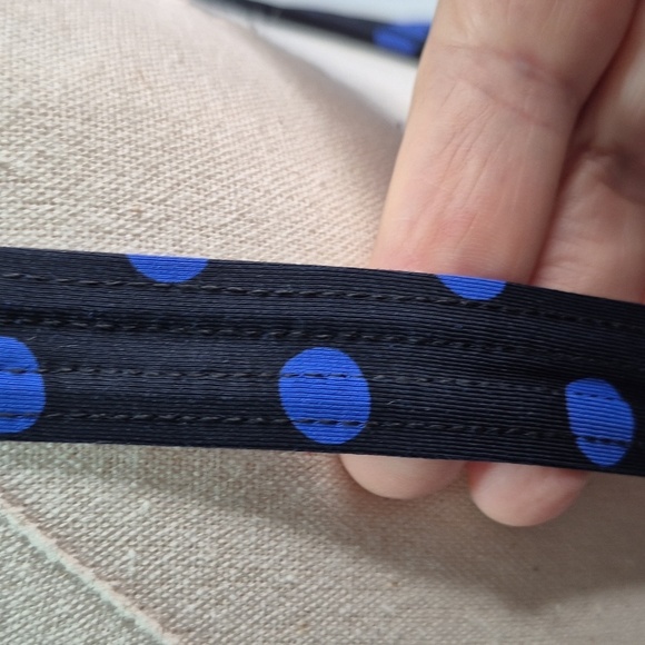 DKNY One Piece Swimsuit Black/Blue Polka Dot Side Ruching V Neck Swimwear Sz 10 - Picture 8 of 15